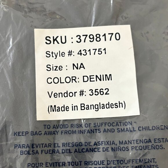 Brand New LANDS' END Two Tone Blue Denim Wine Tote Caddy Bag, For 1 Bottle - Picture 9 of 12